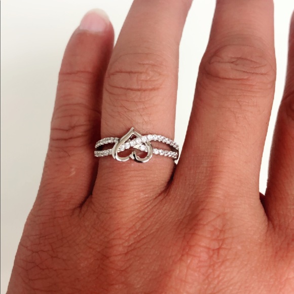 925 Sterling Silver Heart infinity Cz ring - Picture 5 of 6